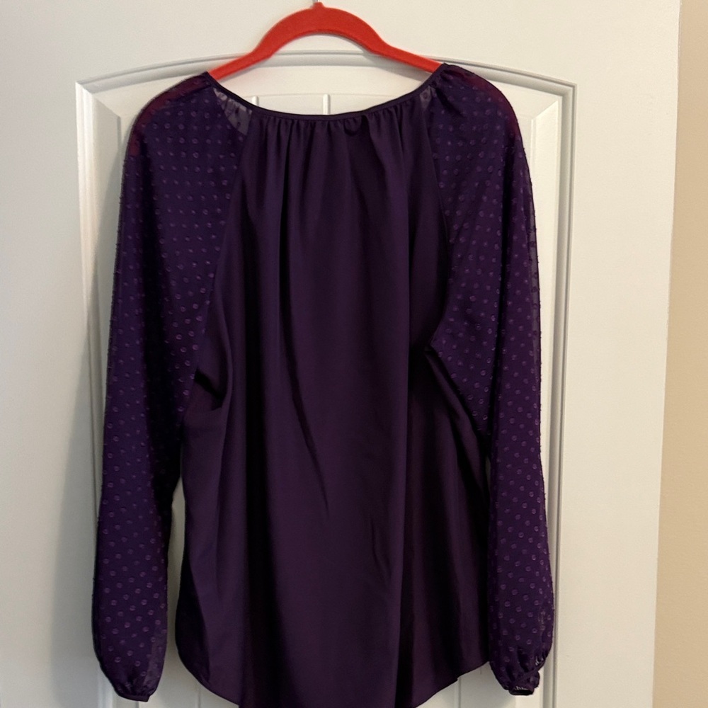 Apt. 9 Deep Purple Long-Sleeve Sheer-Sleeve Blouse - Picture 2 of 4